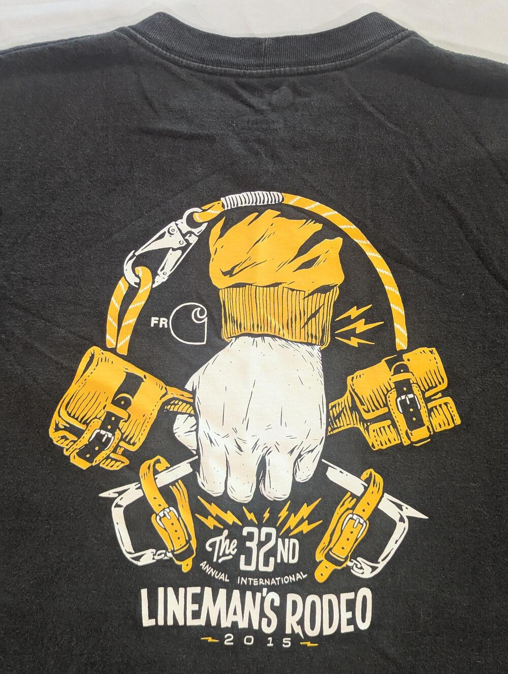 Carhartt Shirt Mens L Black K87 Pocket Lineman's Rodeo 2015 Graphic Tee